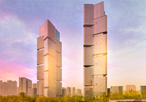 郑州绿地中心双子塔使用兴发铝材