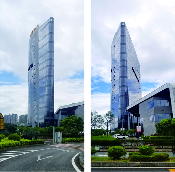 图:本系统结构可满足不同弧度面的拉弯工程,如上东莞市广电大厦约100